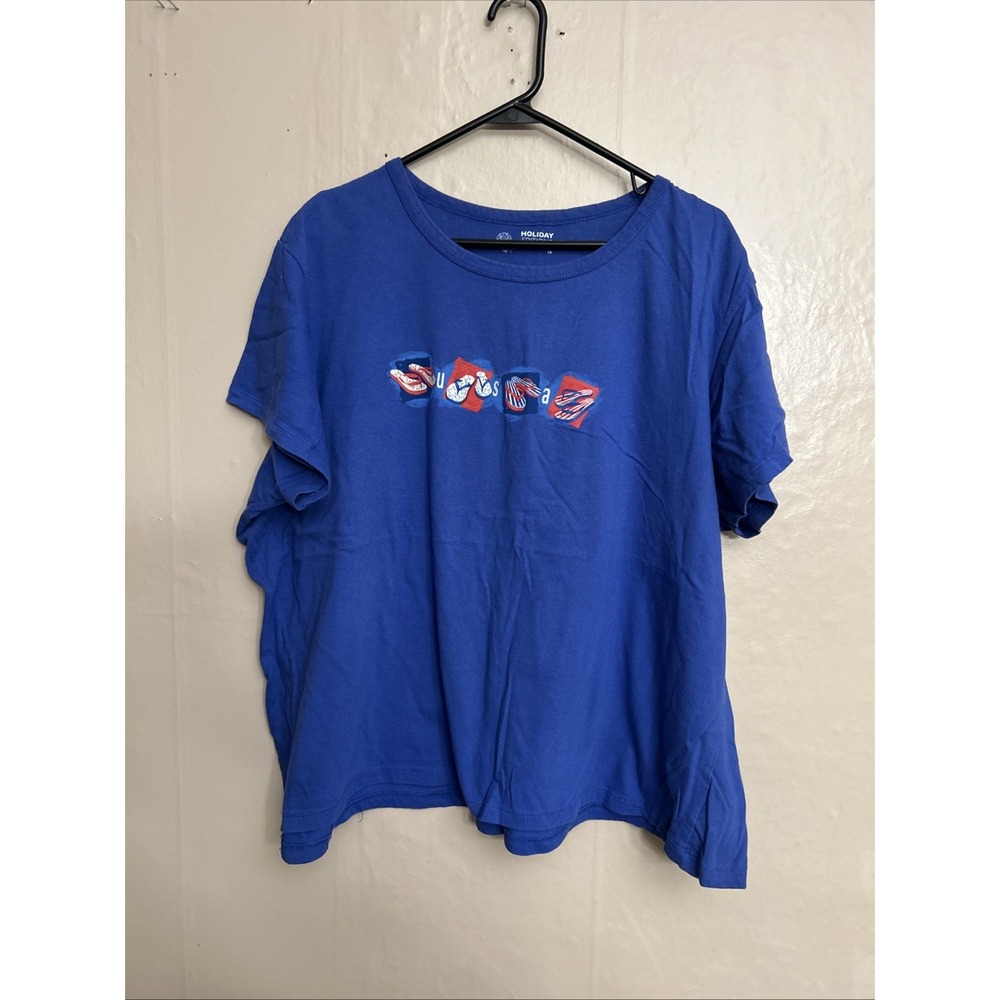 Lot 2 Summer Tops 3X‎ Red White Blue Short Sleeve